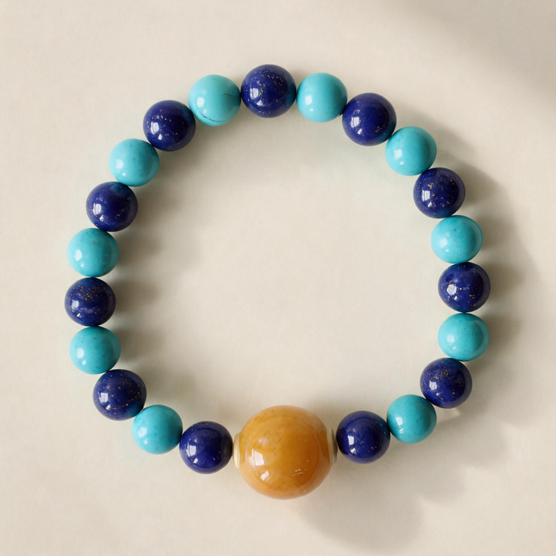 Sagittarius Lapis Lazuli and Treated Turquoise crystal bracelet product showcase