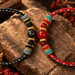 Red Agate and Black Obsidian bracelet bead and braided cord details