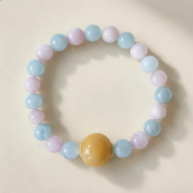 Pisces Aquamarine and Kunzite crystal bracelet product showcase