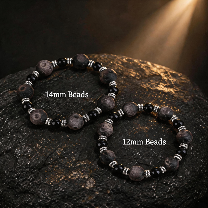 Silver sheen obsidian bracelet with 12mm and 14mm textured bead options