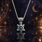 Turtle evil eye pendant necklace in antique silver-tone finish