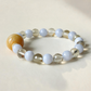 Blue Lace Agate and Faceted Citrine AI companion bracelet with natural crystal beads