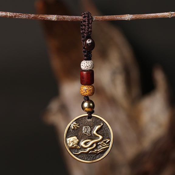 Snake Chinese Zodiac brass keychain