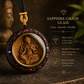 Green Tara carved sandalwood pendant with protective glass cover