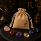 Scorpio zodiac crystal set with natural stones and drawstring pouch