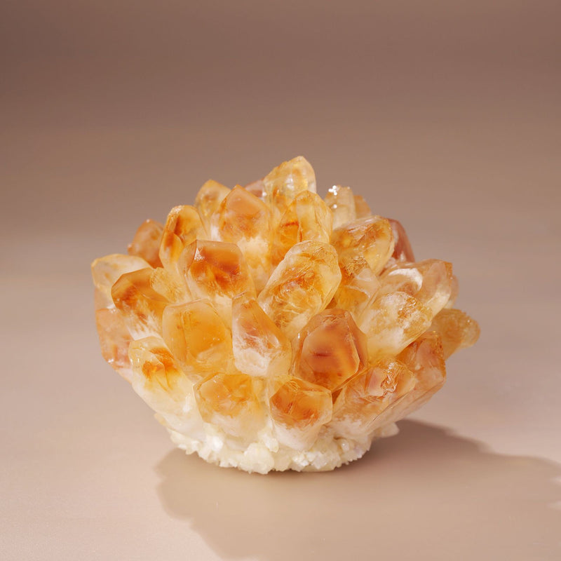 Golden quartz crystal cluster decorative home decor piece