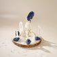 Lapis Lazuli and Clear Quartz crystal grid set with natural wood base