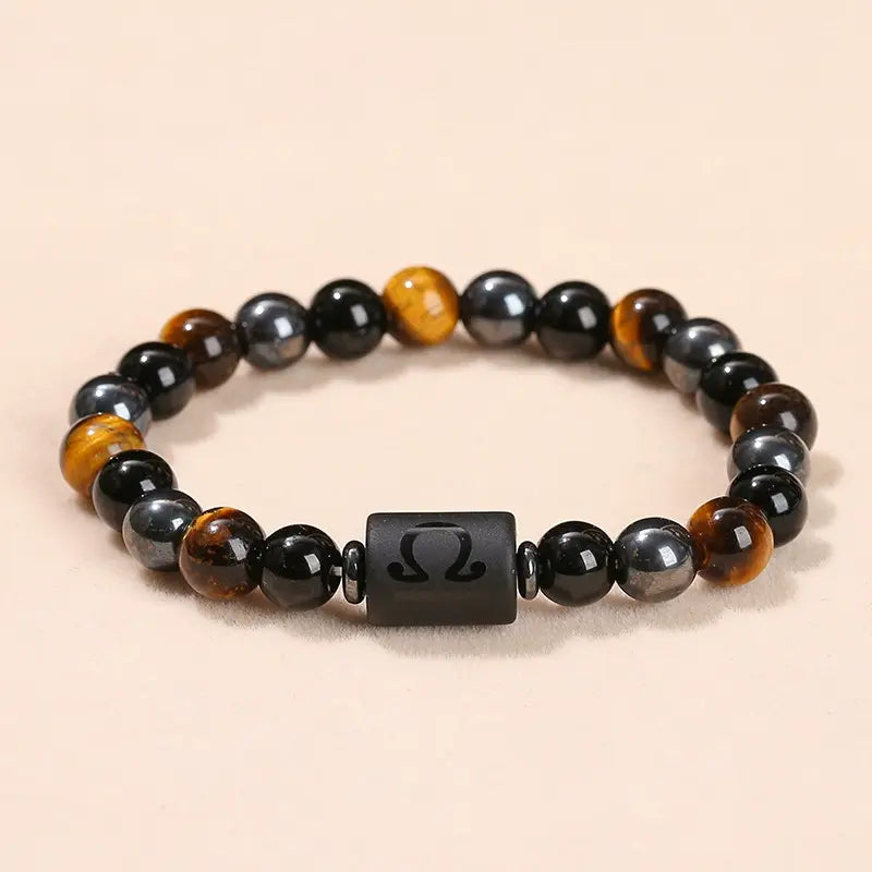 Libra Tiger’s Eye and black hematite zodiac bracelet