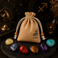 Sagittarius zodiac crystal set with natural stones and drawstring pouch