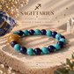 Sagittarius zodiac crystal bracelet with Lapis Lazuli and Treated Turquoise AI Companion Core
