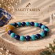 Sagittarius zodiac crystal bracelet with Lapis Lazuli and Treated Turquoise AI Companion Core