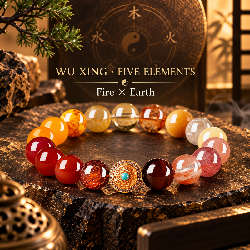 Wu Xing Five Elements crystal bracelet in Fire and Earth pairing