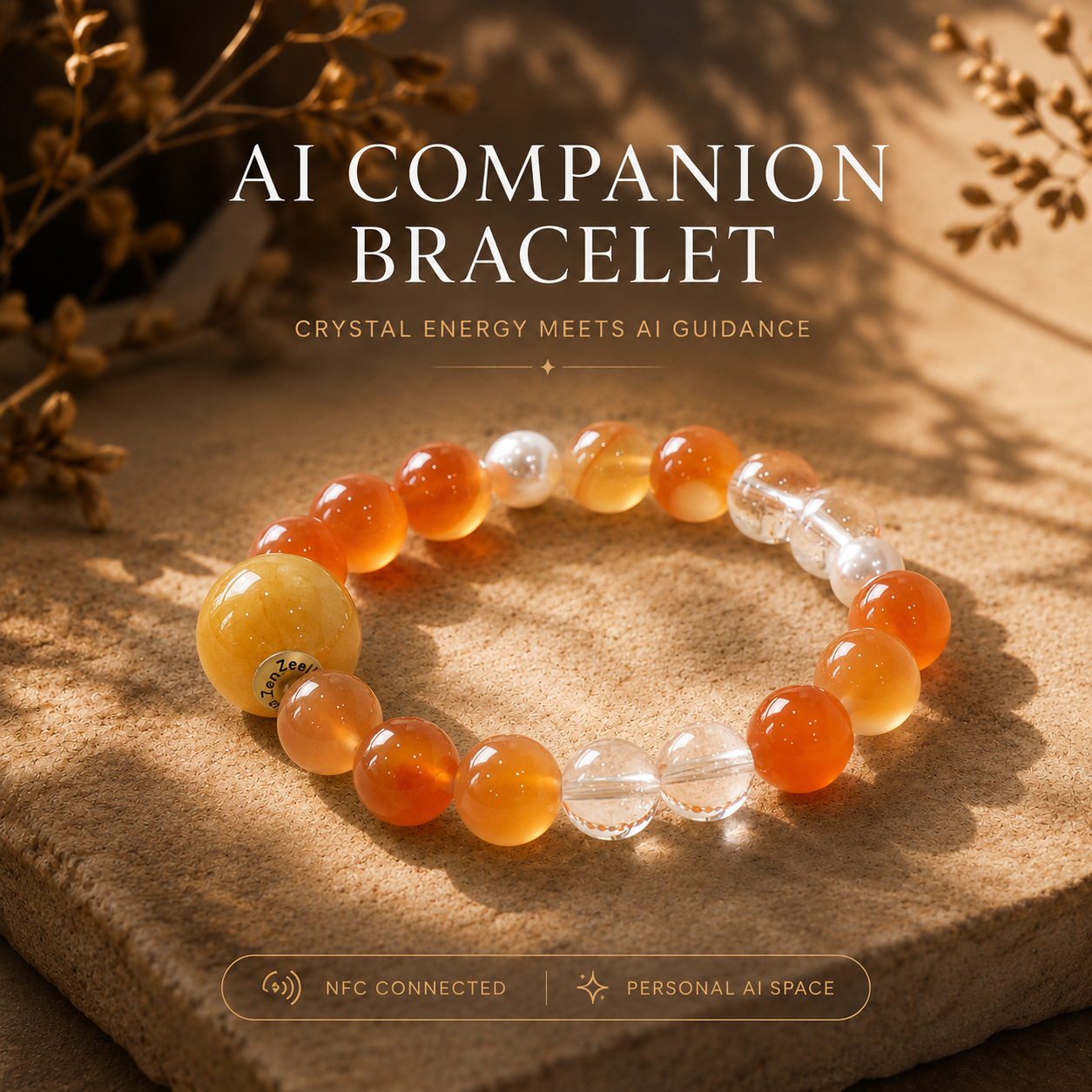 Bloom Aura Flower Agate growth crystal bracelet with AI companion experience