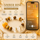 Amber Rise AI Companion Bracelet with Golden Tiger Eye Clear Quartz Azeztulite and Golden Rutilated Quartz featuring NFC smart interaction