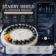 Starry Shield AI Companion Bracelet with silver obsidian crystal beads, NFC smart interaction and personalized daily guidance display