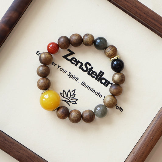 Eastern Wisdom Agarwood Crystal Bracelet with handcrafted agarwood beads and natural crystals inspired by Eastern wisdom and mindful living