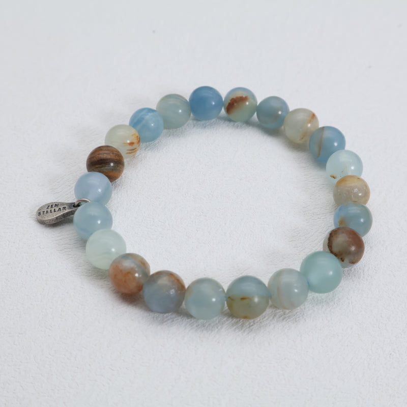 Pulseira de Calcita Névoa do Oceano – Prata Esterlina 925