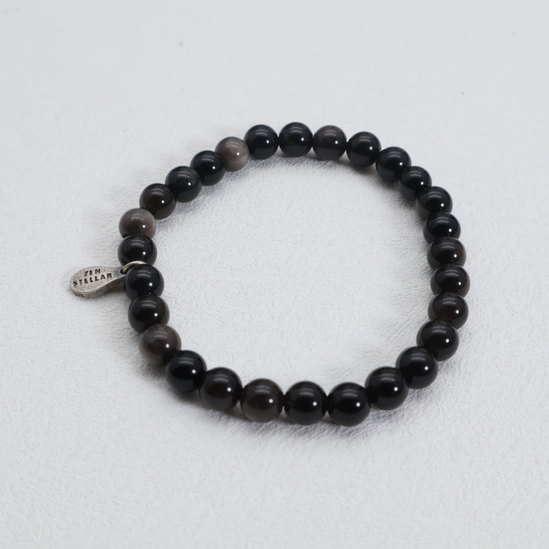 Silver Shadow Obsidian Bracelet – 925 Sterling Silver