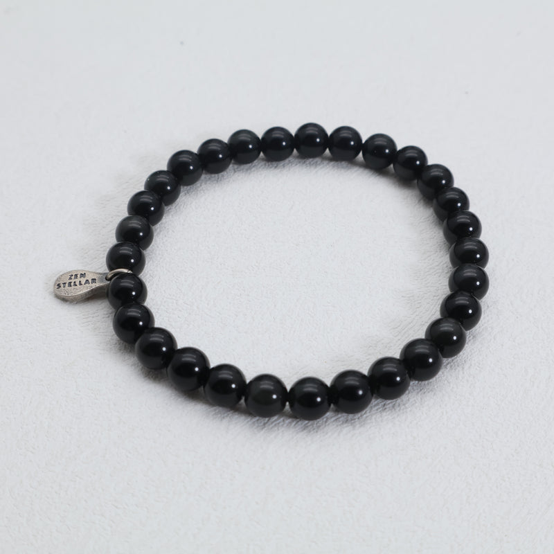 Midnight Shield Black Obsidian Bracelet – 925 Sterling Silver