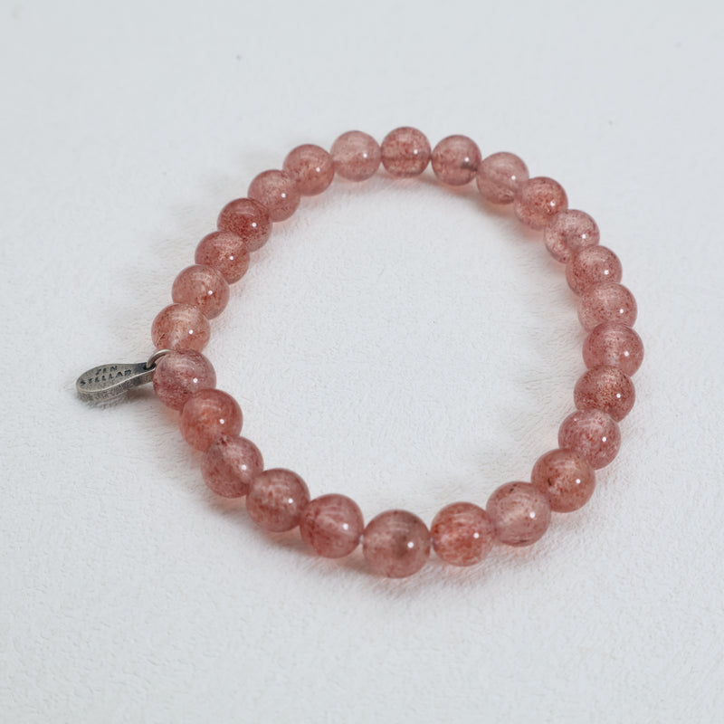Rosy Spark Erdbeerquarz-Armband – 925 Sterlingsilber