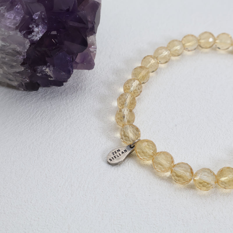 Golden Radiance Facettiertes Citrin-Armband – 925 Sterlingsilber