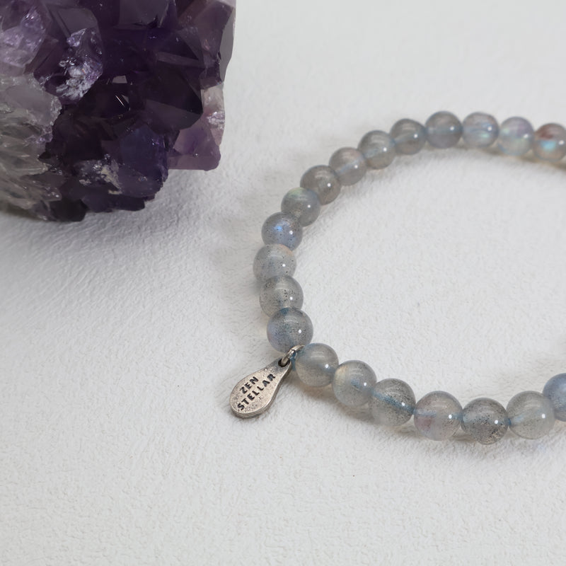 Lunar Mist Grey Moonstone Bracelet – 925 Sterling Silver