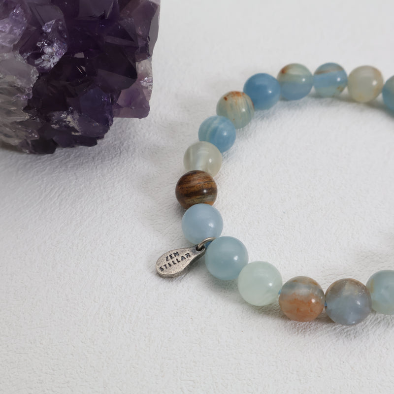 Pulseira de Calcita Névoa do Oceano – Prata Esterlina 925