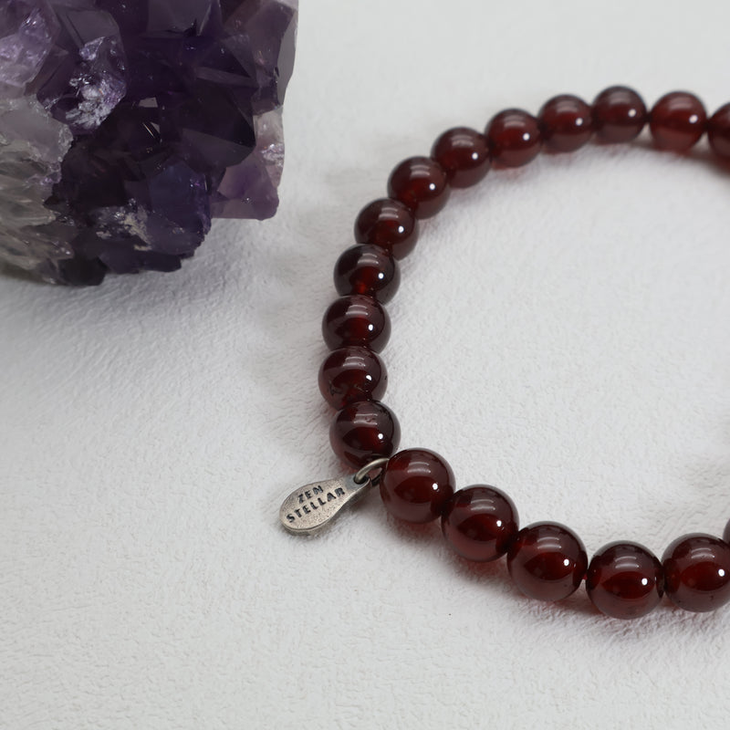 Crimson Strength Garnet Bracelet – 925 Sterling Silver