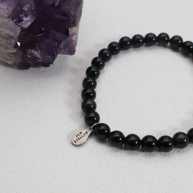 Midnight Shield Black Obsidian Bracelet – 925 Sterling Silver