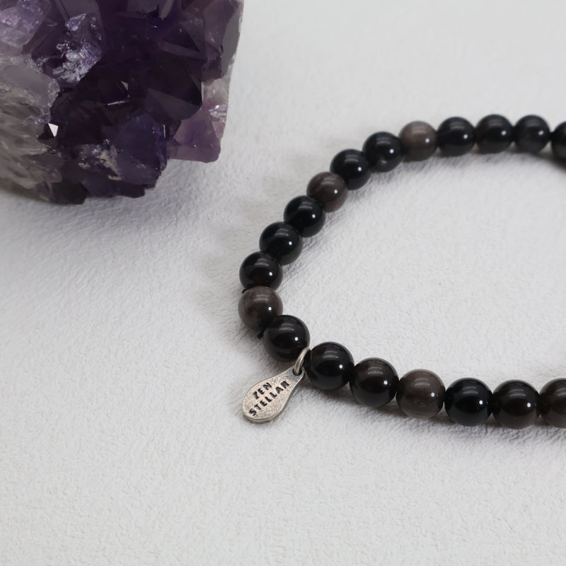 Silver Shadow Obsidian Bracelet – 925 Sterling Silver