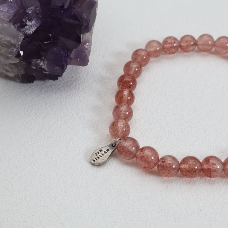 Rosy Spark Erdbeerquarz-Armband – 925 Sterlingsilber