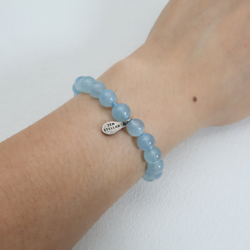 Ocean Whisper Aquamarine Bracelet – 925 Sterling Silver