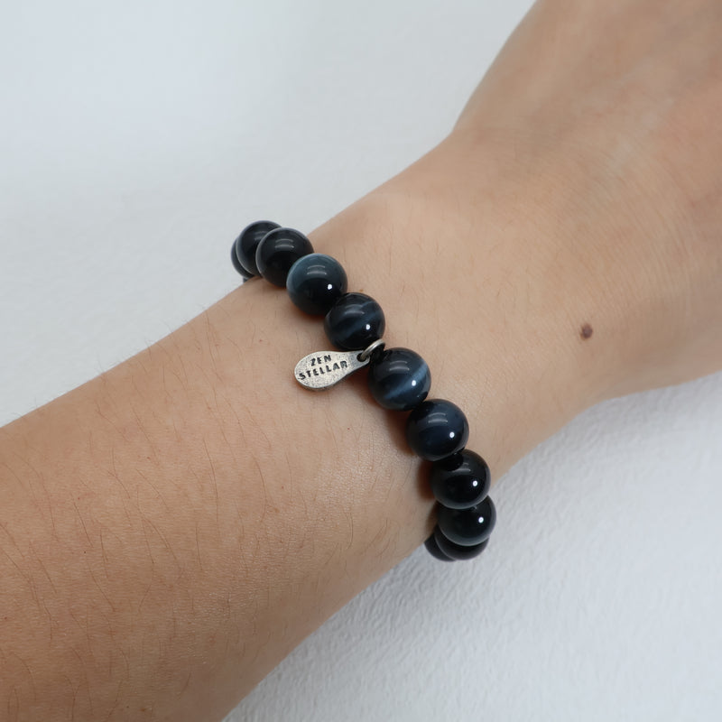 Mitternachtsfokus Blaues Tigerauge Armband – 925 Sterlingsilber