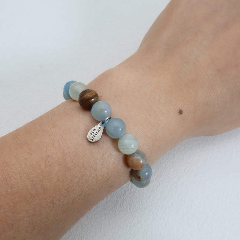 Pulseira de Calcita Névoa do Oceano – Prata Esterlina 925