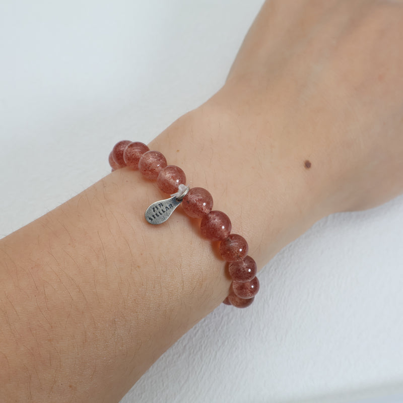 Rosy Spark Erdbeerquarz-Armband – 925 Sterlingsilber