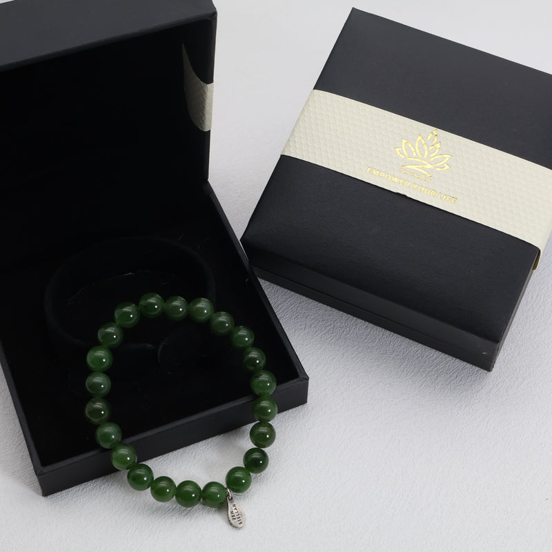 Evergreen Harmony Jade Bracelet – 925 Sterling Silver
