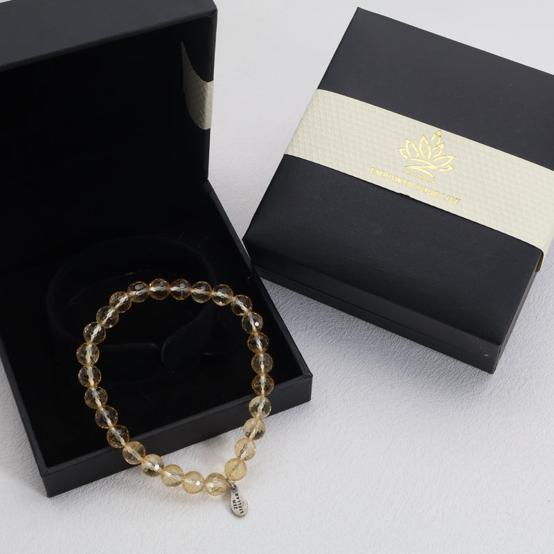 Golden Radiance Facettiertes Citrin-Armband – 925 Sterlingsilber