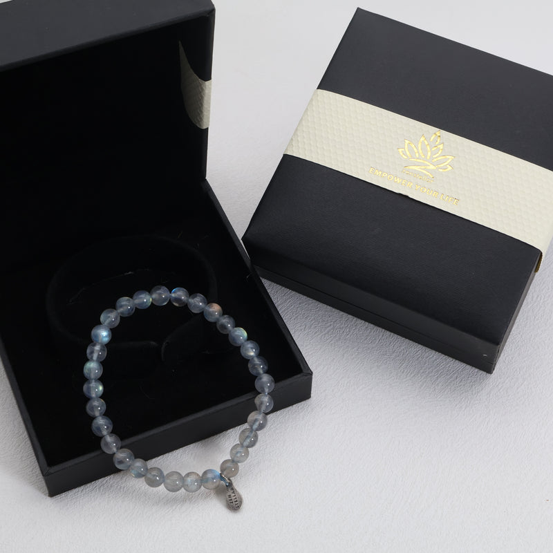 Lunar Mist Grey Moonstone Bracelet – 925 Sterling Silver