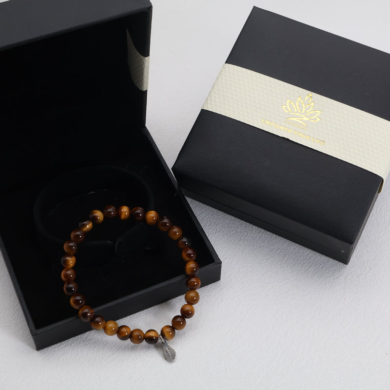 Bracciale in Occhio di Tigre Coraggio Dorato – Argento Sterling 925