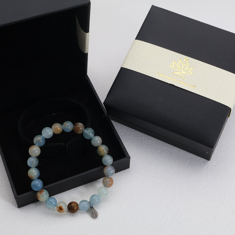 Pulseira de Calcita Névoa do Oceano – Prata Esterlina 925