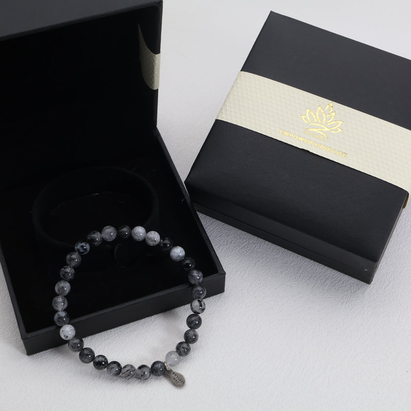 Pulseira Shadow Veil de Quartzo Rutilado Preto – Prata Esterlina 925