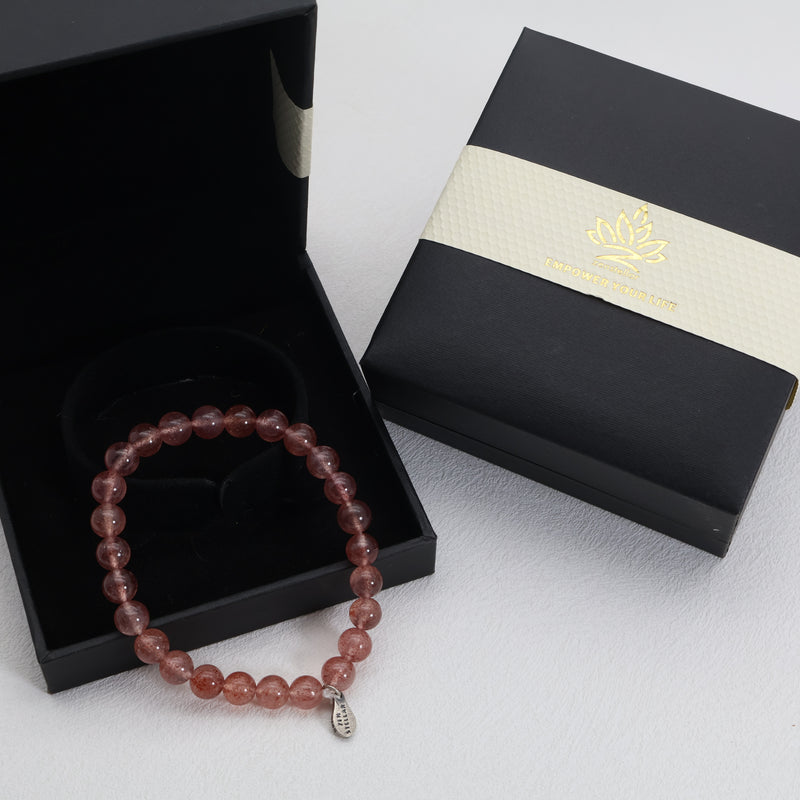 Rosy Spark Erdbeerquarz-Armband – 925 Sterlingsilber