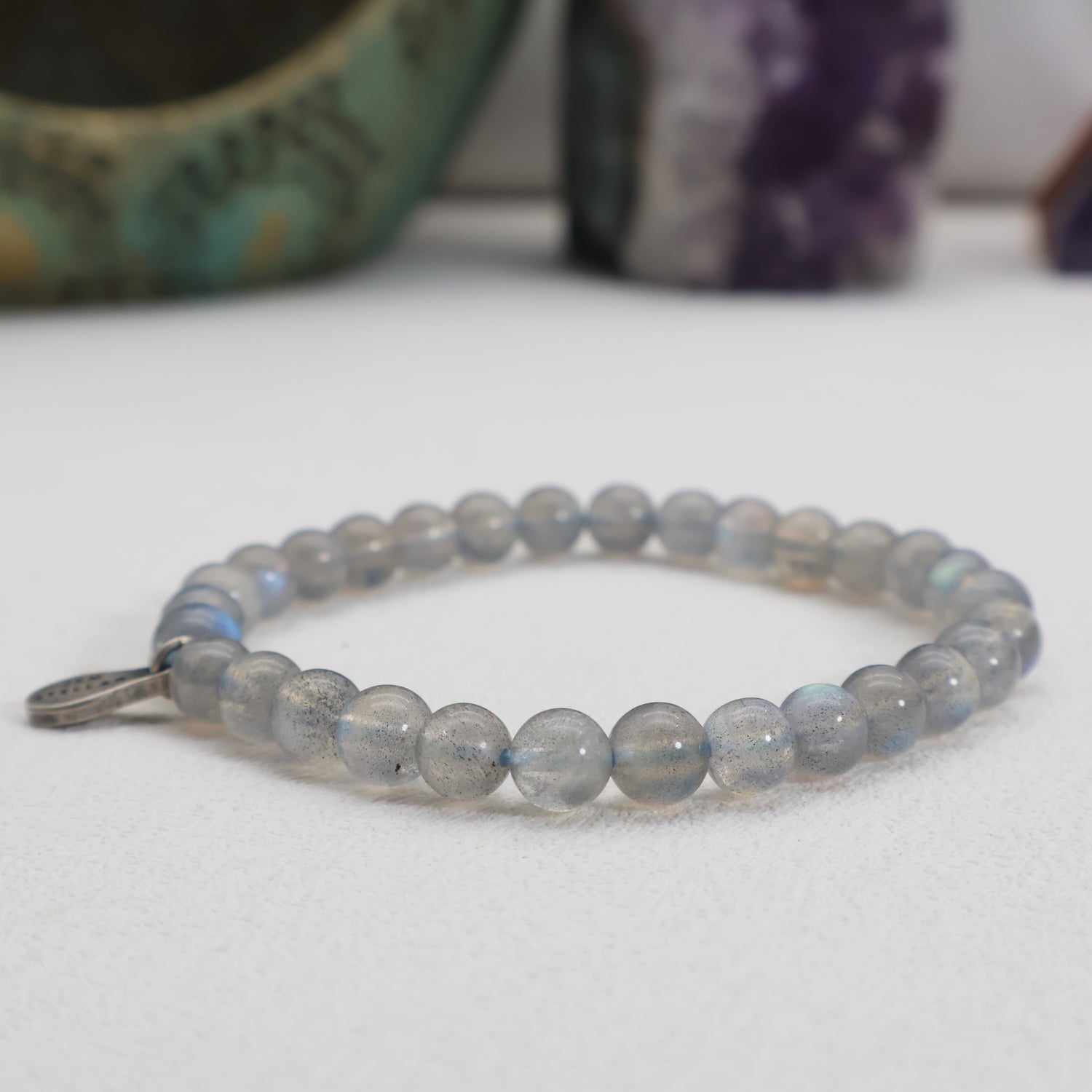 Lunar Mist Grey Moonstone Bracelet – 925 Sterling Silver