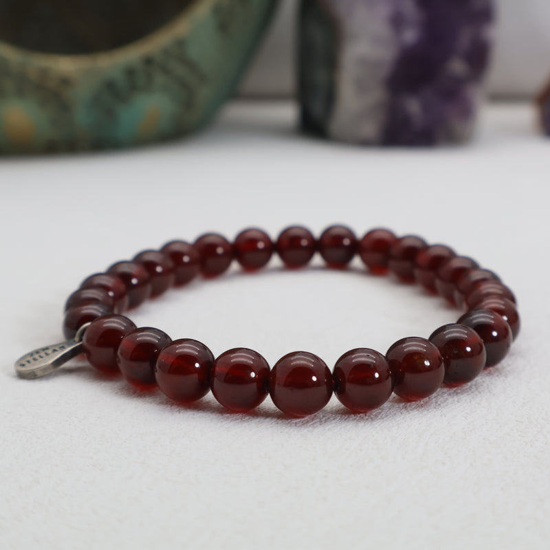 Crimson Strength Garnet Bracelet – 925 Sterling Silver