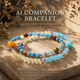 Azure Horizon Promise AI Companion Bracelet featuring Aquamarine, Blue Chalcedony, Fluorite, Citrine, Golden Tiger Eye, Amazonite, Yellow Garden Quartz, Rutilated Quartz, Calcite, and NFC crystal bead.