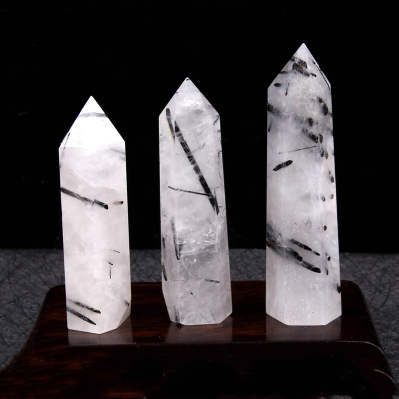 BLACK RUTILATED QUARTZ CRYSTAL COLUMN-1