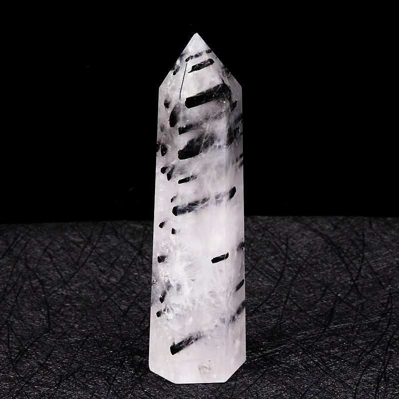 BLACK RUTILATED QUARTZ CRYSTAL COLUMN-4