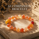 Blush Dawn Flourish AI Companion Bracelet featuring Cherry Blossom Agate, Red Agate, NFC crystal bead, and mindful AI companion jewelry.