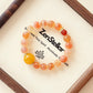 Blush Dawn Flourish Cherry Blossom Agate AI Companion Bracelet displayed with Zenstellar branding, featuring natural Cherry Blossom Agate, Red Agate, and NFC crystal technology.