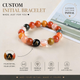 Evermark™ Personalized Colorful Rutilated Quartz Bracelet with custom black initial bead, handcrafted natural gemstone bracelet with A–Z personalization.